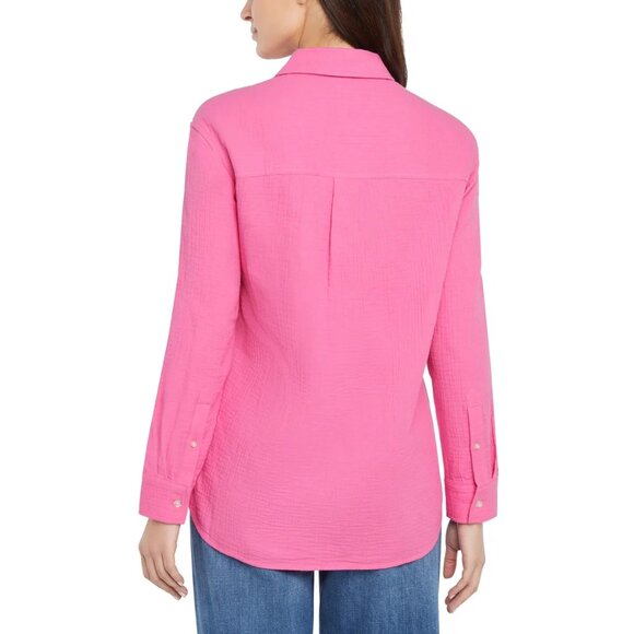 Gap Women's Long Sleeve Relaxed Fit Gauze Button Front Shirt - Picture 3 of 4